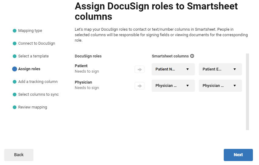 Docusign roles for Smartsheet