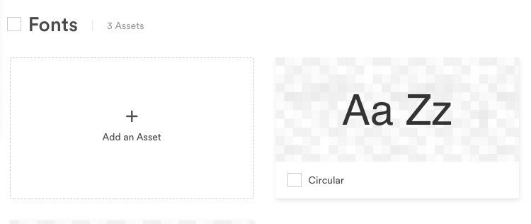 A fonts section with a preview for the circular font. 